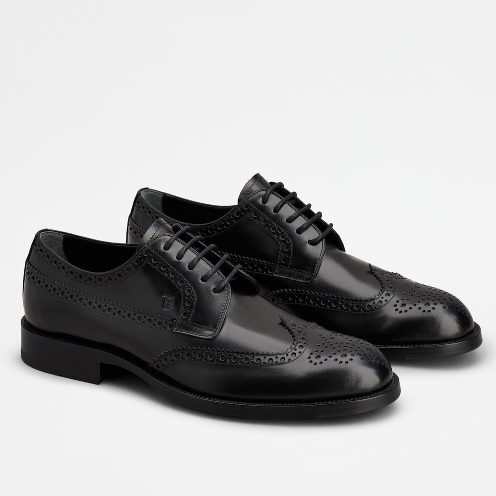 Tod's Men’s Black Leather Lace Up Oxford Dress Shoes Size 8.5